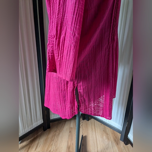 Vintage 00's, Michel Antoni, pink, 3/4 sleeves, button down, long, blouse. - Picture 10 of 13
